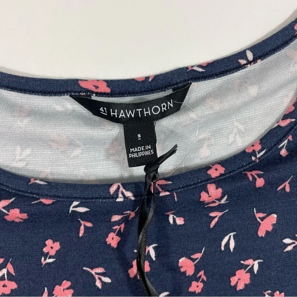 New 41 Hawthorn Bridgette Knit Dress Blue Floral Size Small - Picture 4 of 6